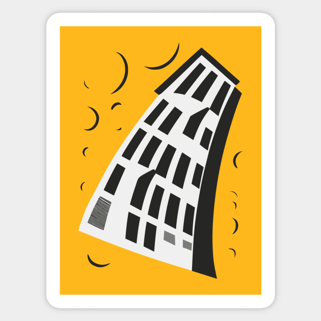 Leaning ,falling building Sticker by Tiberiuss